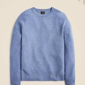NEW J. Crew Men's Cashmere Waffle Crew Blue Sweater XS